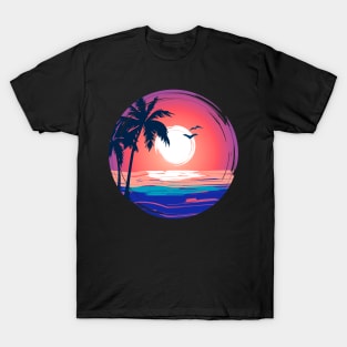 Colorful Beach Sunset Summer Design T-Shirt